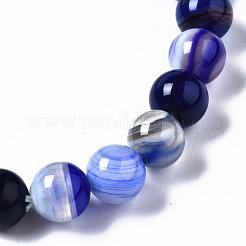 Natural Striped Agate/Banded Agate Beaded Stretch Bracelets&nbsp;BJEW-Q692-03E