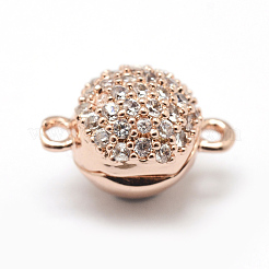 Brass Micro Pave Cubic Zirconia Magnetic Clasps with Loops&nbsp;ZIRC-P071-27-NR