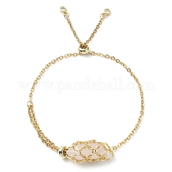 Natural Mixed Gemstone Bullet Link Slider Bracelets&nbsp;BJEW-JB09902