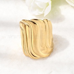 304 Stainless Steel Open Cuff Rings for Women&nbsp;RJEW-K313-17G
