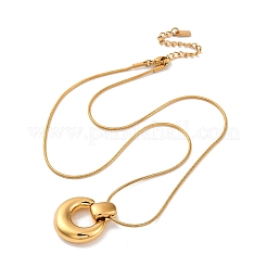 304 Stainless Steel Ring Pendant Snake Chain Necklaces&nbsp;NJEW-U026-06G