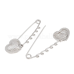 Hammered Heart 304 Stainless Steel Safety Pins Brooch Findings&nbsp;SA-CBA098D-15D-P05