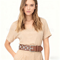 Alloy Star Rivets PU Leather Chain Belts&nbsp;DIY-WH20007-291C