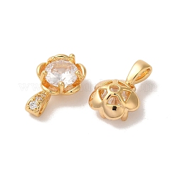 Brass Micro Pave Clear Cubic Zirconia Charms&nbsp;KK-M294-20G