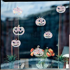 Holographic Pumpkin PVC Window Stickers&nbsp;AJEW-WH0033-47