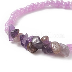 7Pcs 7 Style Natural & Synthetic Mixed Gemstone Chips & Glass Seed Beaded Stretch Bracelets Set for Women&nbsp;BJEW-JB09207