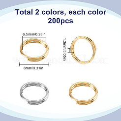 2 Colors 304 Stainless Steel Split Rings&nbsp;STAS-SC0009-25C