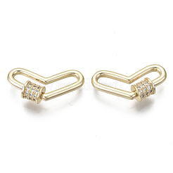 Brass Micro Pave Cubic Zirconia Screw Carabiner Lock Charms&nbsp;KK-R136-066C-NF