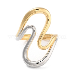 Brass Wave Open Cuff Ring for Women&nbsp;RJEW-C102-21GP