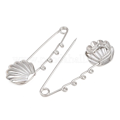 Shell Shape 304 Stainless Steel Safety Pins Brooch Findings&nbsp;SA-CBA098D-16F-P04