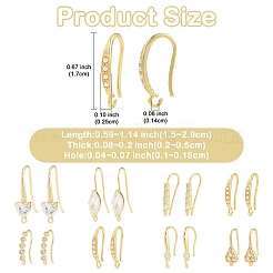 16Pcs 8 Styles Brass Earring Hooks&nbsp;KK-YW0003-83