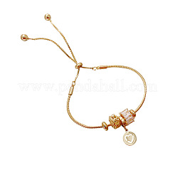 Brass Cubic Zirconia Snake Chain Slider Bracelets&nbsp;FS-WG3194C-01
