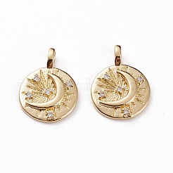 Brass Micro Pave Clear Cubic Zirconia Pendants&nbsp;KK-C100-06G