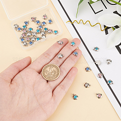 40Pcs 4 Colors 304 Stainless Steel Rhinestone Flower Charm Pendants&nbsp;STAS-DC0011-41