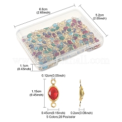 100Pcs 5 Colors Brass K9 Glass Connector Charms&nbsp;KK-FS0001-66
