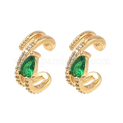 C-Shaped with Teardrop Brass Micro Pave Cubic Zirconia Cuff Earrings&nbsp;EJEW-L316-01G-13