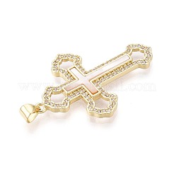 Brass Micro Pave Clear Cubic Zirconia Pendants&nbsp;KK-N268-89G