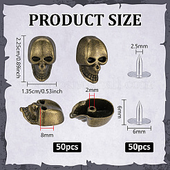 50Pcs Skull Alloy Rivets&nbsp;FIND-PH0062-01A