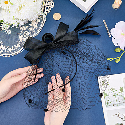 Gauze Mesh Veil Cloth with Aligator Hair Clip&nbsp;AJEW-WH20018-97A