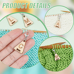 13Pcs 13 Style Triangle with Letter L~M Wood Pendant Locking Stitch Markers&nbsp;HJEW-AB00640