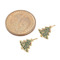 Christmas Rack Plating Brass Cubic Zirconia Stud Earrings&nbsp;EJEW-K245-55D-G