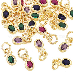 20Pcs 4 Colors Brass Cubic Zirconia Charms&nbsp;KK-TA0009-13C