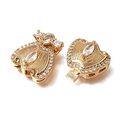Brass Micro Pave Clear Cubic Zirconia Box Clasps&nbsp;KK-CBA4292-05G