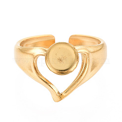 Heart 304 Stainless Steel Cuff Ring Components&nbsp;STAS-T066-11G