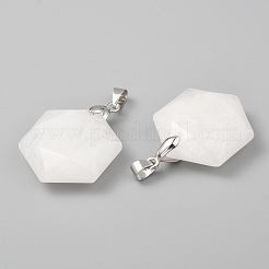 Faceted Natural White Jade Pendants&nbsp;X-G-F340-03O