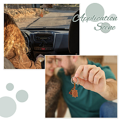2Pcs Wood with Iron Keychains&nbsp;KEYC-FH0001-66