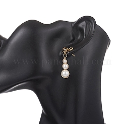 Bowknot Shell Pearl Tassel Stud Earrings&nbsp;EJEW-JE06882