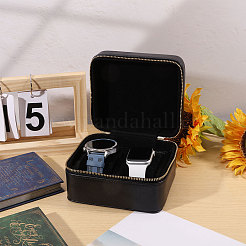 Imitation Leather Double Watch Storage Zipper Boxes&nbsp;CON-WH0089-227A