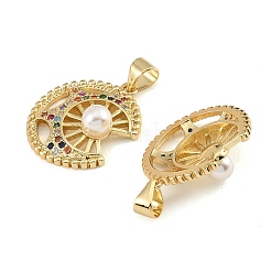 Brass Micro Pave Colorful Cubic Zirconia Pendants&nbsp;CU-CBA9175-15G