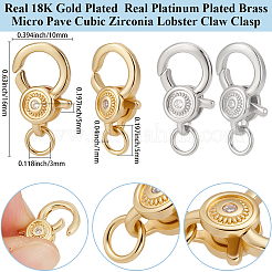 6Pcs 2 Colors Brass Micro Pave Cubic Zirconia Lobster Claw Clasps&nbsp;ZIRC-BBC0003-27