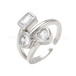 Brass Pave Cubic Zirconia Earrings Cuff Open Rings&nbsp;CU-CBAC7F3-01P