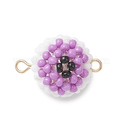7Pcs 7 Colors Halloween Glass Peal & Glass Seed Beaded Round Eye Links Connector Charms&nbsp;PALLOY-MZ00948