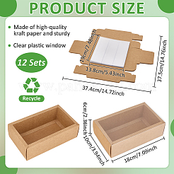 Rectangle Folding Cardboard Kraft Paper Packing Drawer Boxes with Clear Plastic Cover&nbsp;CON-WH0100-57B