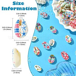 60Pcs 12 Styles Printed Natural Shell Beads&nbsp;BSHE-CJ0001-10