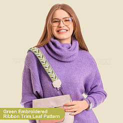 11.5~12.5M Ethnic Style Polyester Jacquard Leaf Ribbon&nbsp;OCOR-OC0001-43