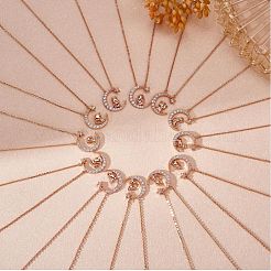 Chinese Zodiac Necklace Mouse Necklace 925 Sterling Silver Rose Gold Rat on the Moon Pendant Charm Necklace Zircon Moon and Star Necklace Cute Animal Jewelry Gifts for Women&nbsp;JN1090A