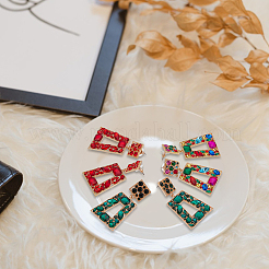 3 Pairs 3 Colors Rhinestone Rectangle with Trapezoid Dangle Stud Earrings&nbsp;EJEW-AN0001-03