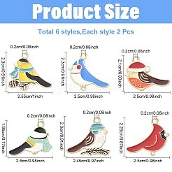 12Pcs 6 Colors Alloy Enamel Pendants&nbsp;ENAM-YW0006-66