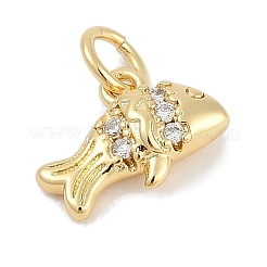 Brass Micro Pave Cubic Zirconia Pendants&nbsp;KK-Q028-69G-01