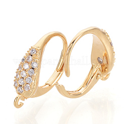 Brass Cubic Zirconia Leverback Earring Findings&nbsp;X-KK-S340-45G