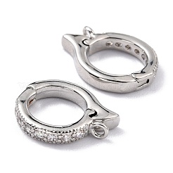 Brass Micro Pave Clear Cubic Zirconia Hoop Earring Findings&nbsp;ZIRC-I054-10P