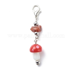 Mushroom Handmade Lampwork Pendant Decorations&nbsp;HJEW-JM00753