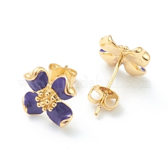 Brass Enamel Stud Earrings&nbsp;EJEW-H125-14B-G