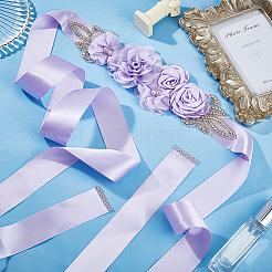 Rhinestone Flower with ABS Imitation Pearl Bridal Belt&nbsp;AJEW-WH0348-119C