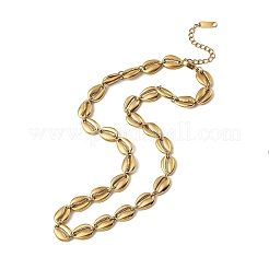 Ocean 304 Stainless Steel Cowrie Shell Shape Link Chain Necklaces for Women&nbsp;NJEW-K310-01G