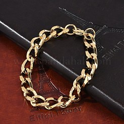 304 Stainless Steel Cuban Link Chain Bracelets for Women Men&nbsp;BJEW-F488-31G